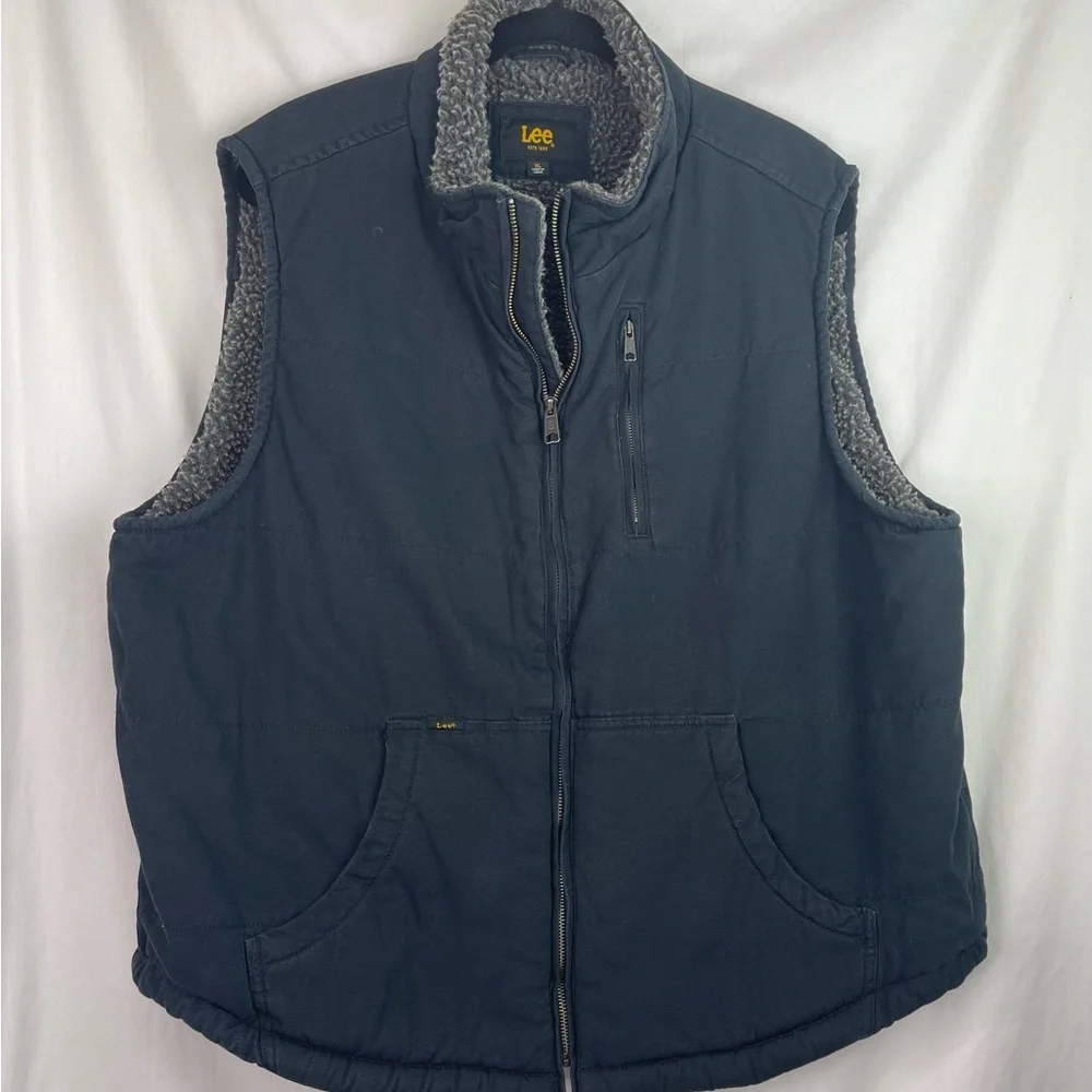 Lee Men’s Size XL Black Canvas Faux Sherpa Lined Vest - Picture 15 of 15